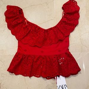 Zara Red Blouse, Size L